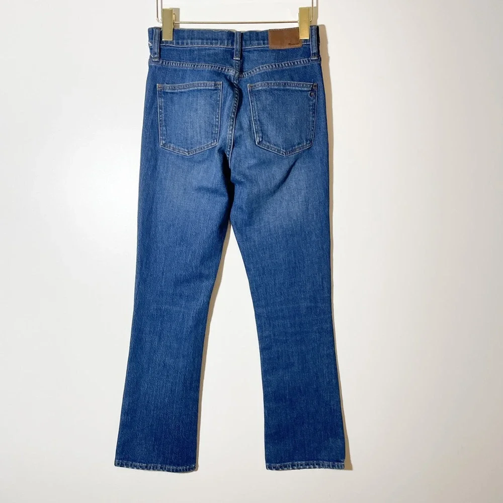 Madewell Womens Demi Boot Cut Jeans Blue Stretch Whiskered High Rise Denim 25 - Picture 2 of 6